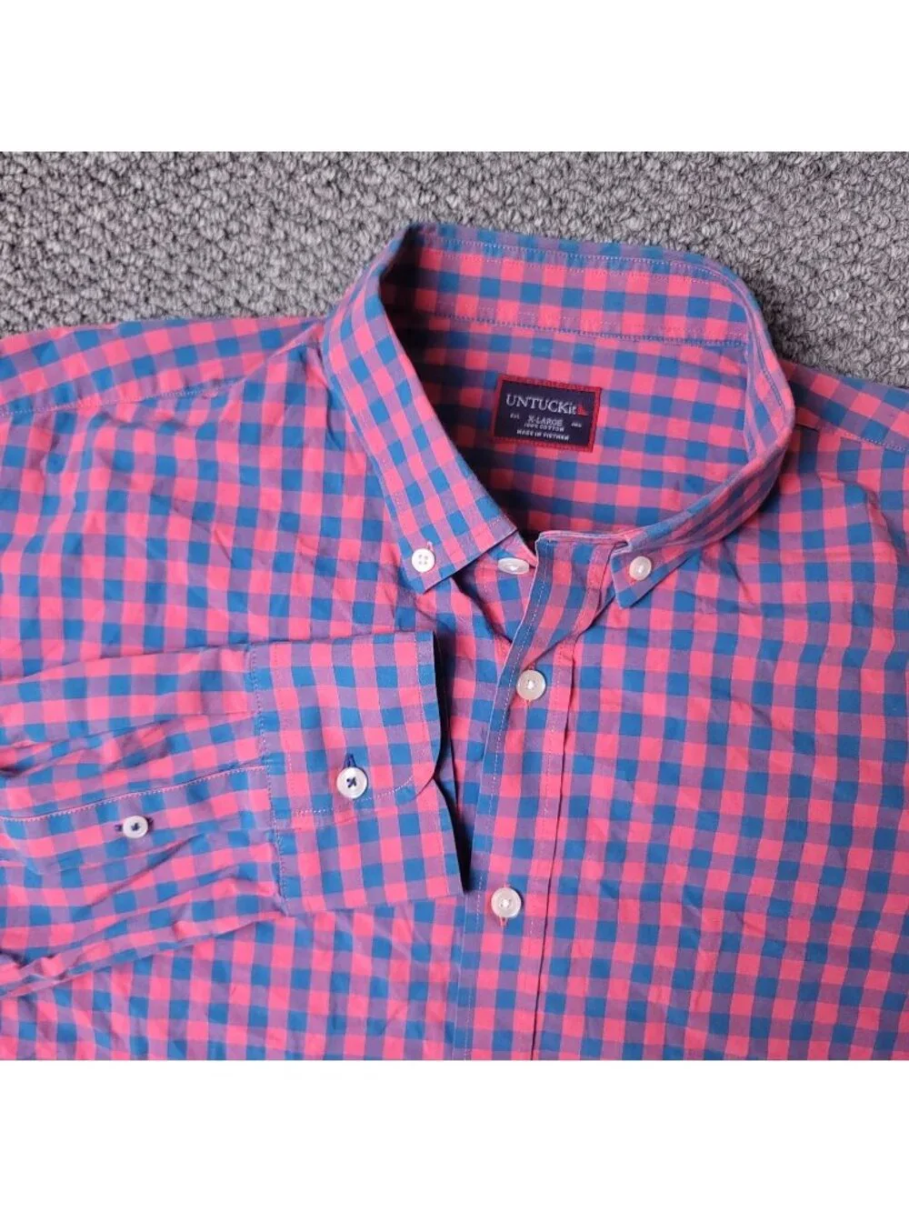 UNTUCKit  Shirt Mens XL Blue Red Plaid Button Long Sleeve Cotton Checkered